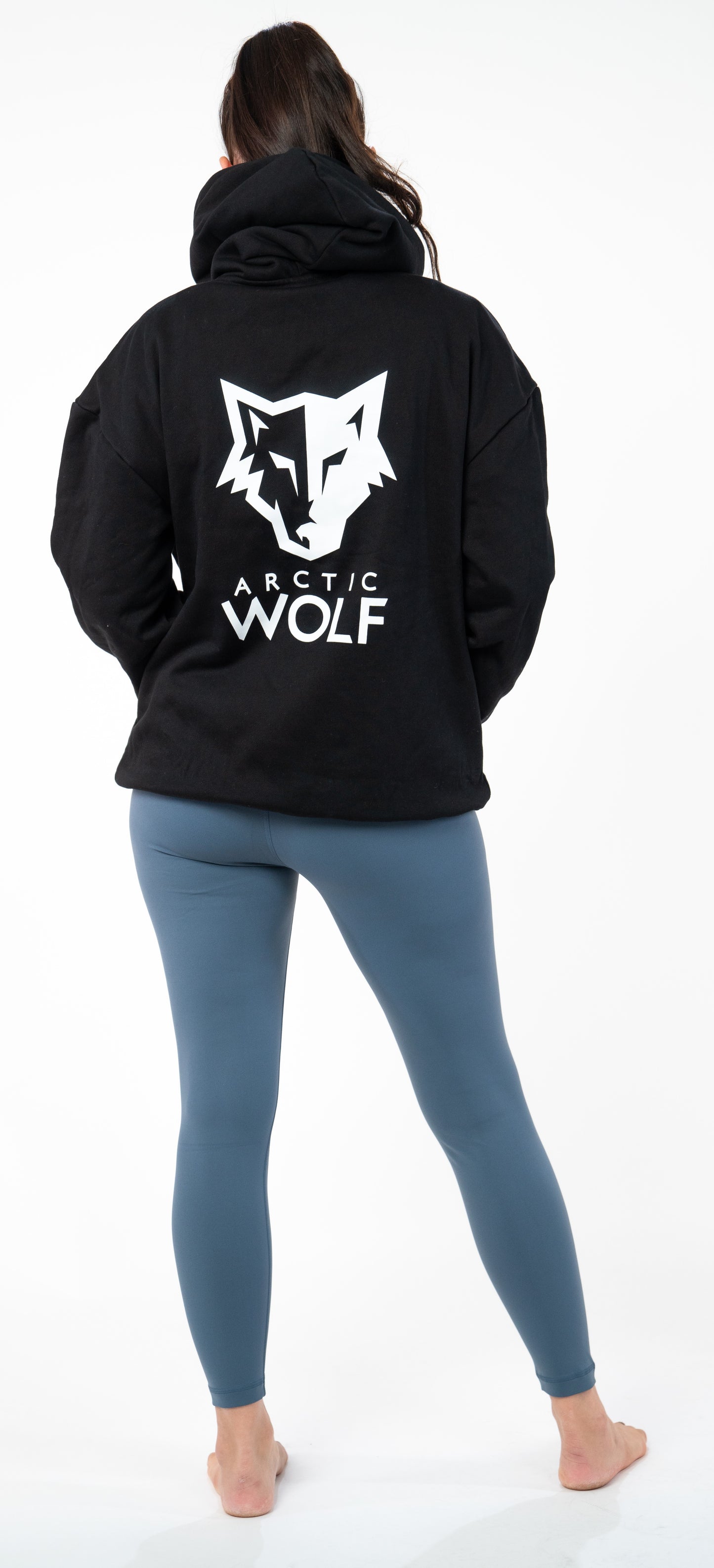 Unisex Arctic Wolf Graphic Hoodie - Black